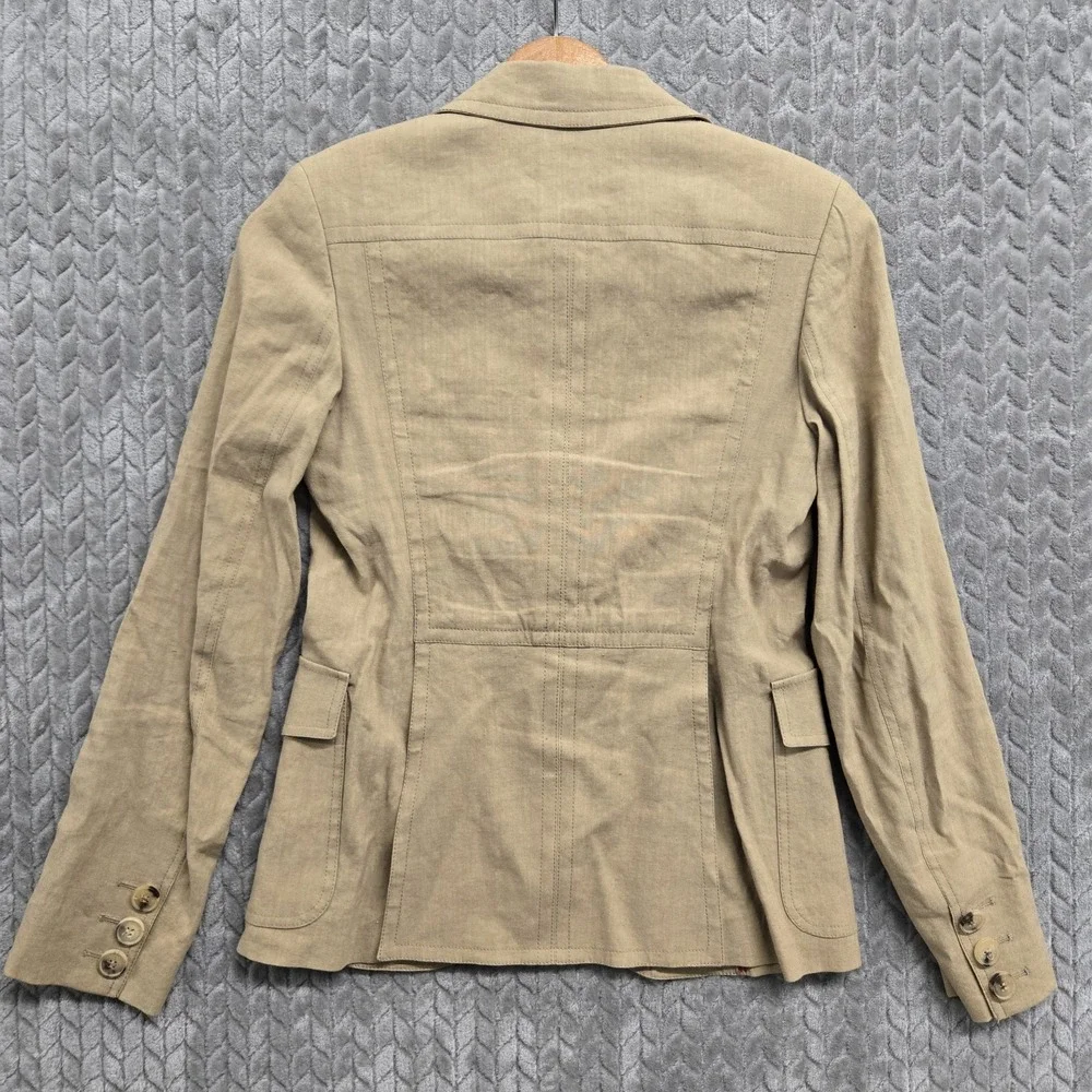 Burberry London‎ Linen Blend Natural Beige Women's Jacket Size 4 UK 6 - Picture 11 of 12